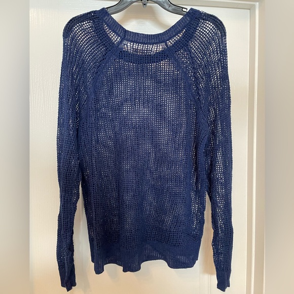 Old Navy long sleeve open weave lightweight sweater size XLarge in navy blue - Picture 5 of 7